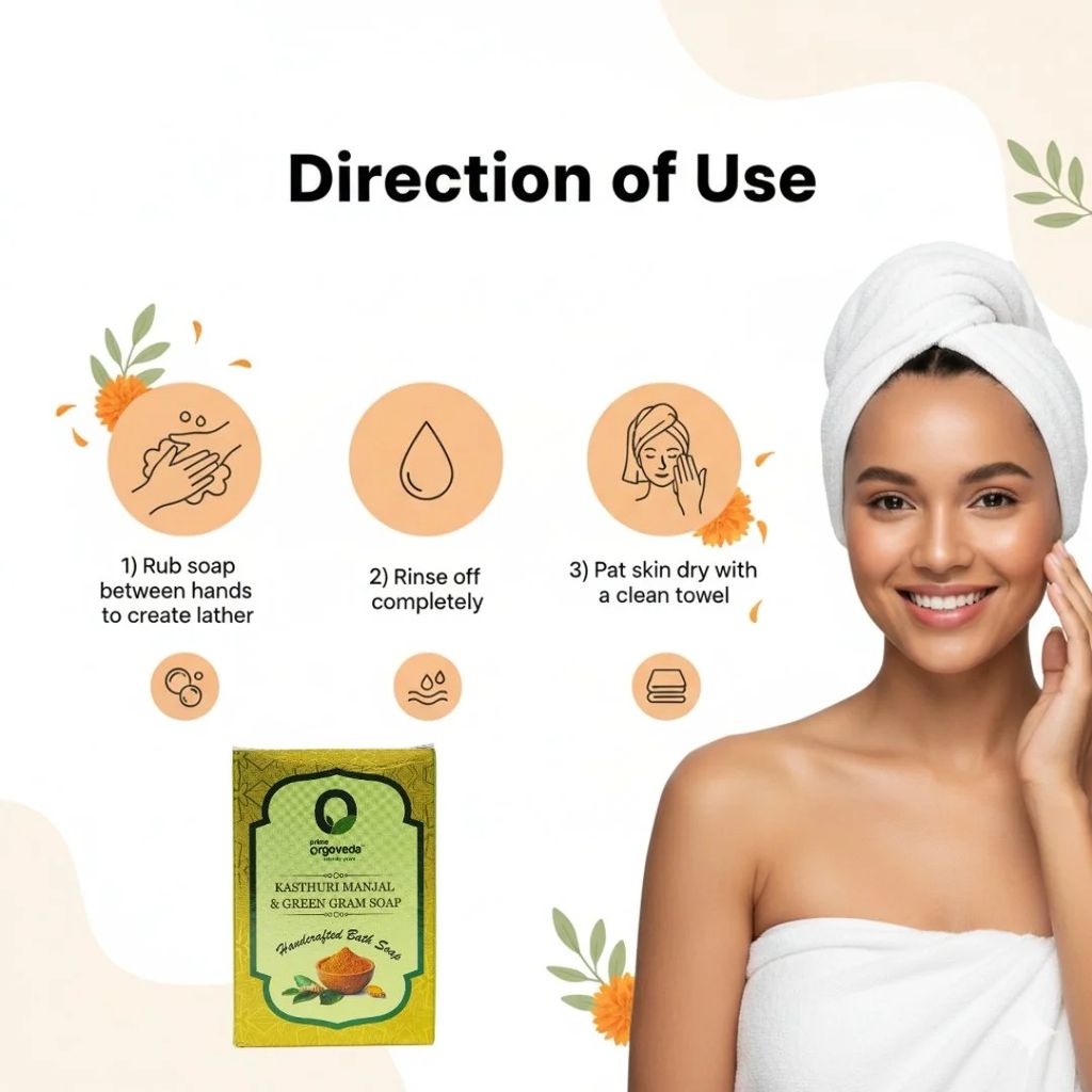 Kasturi Manjal & Green Gram Soap | Ayurvedic Herbal Soap for All Skin Types | Handmade (125g) view 2