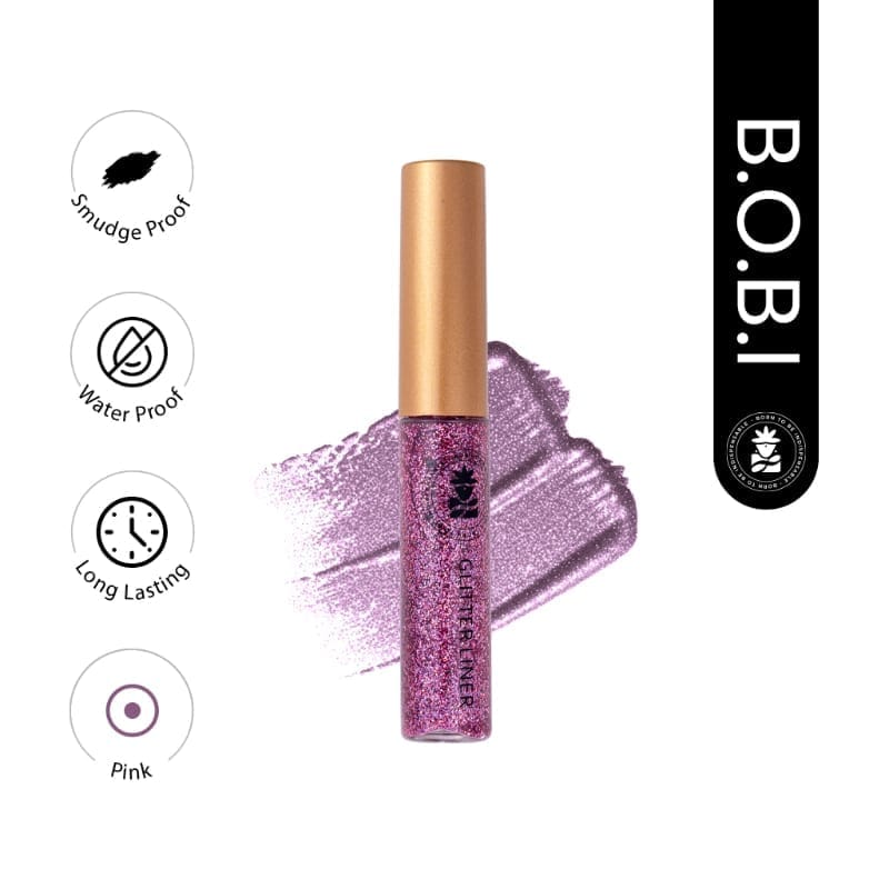 BOBI Glitter Eyeliner Pink | Diamond Sparkle Finish | Waterproof Long Wear | Quick Dry Smudge proof | Felt-Tip Precision | Cruelty-Free Paraben-Free-5ml view 2