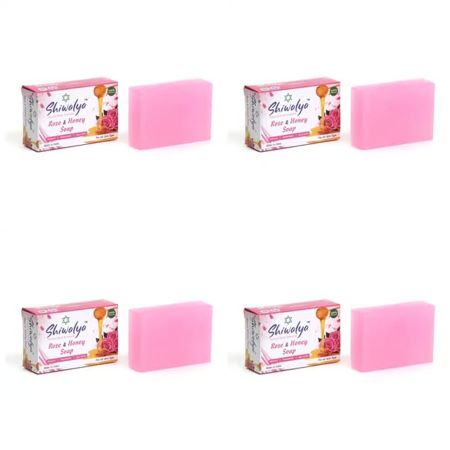 SHIWALYA Natural Rose Honey Handmade Soap | Handmade Bathing Soap | Herbal Soap Soft & Radiant Skin | Suitable for All Skin Types Pack of 4