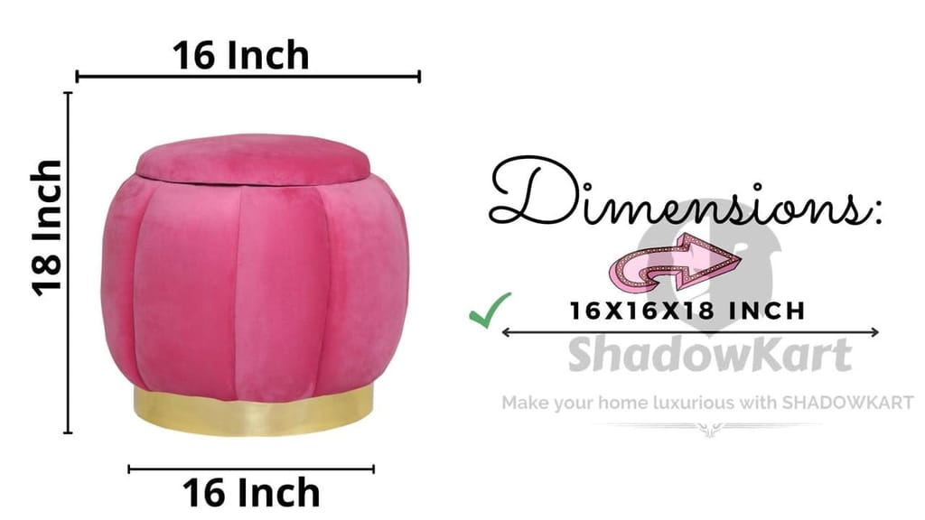 Shadowkart Pouffes Sitting Stool for Living Room, Make up Table Mudda Puffy Wooden Ottoman Stools, Pouffe Footstool, Poof for Room Decoration & Dressing Table, 16x16x18 Inch view 2