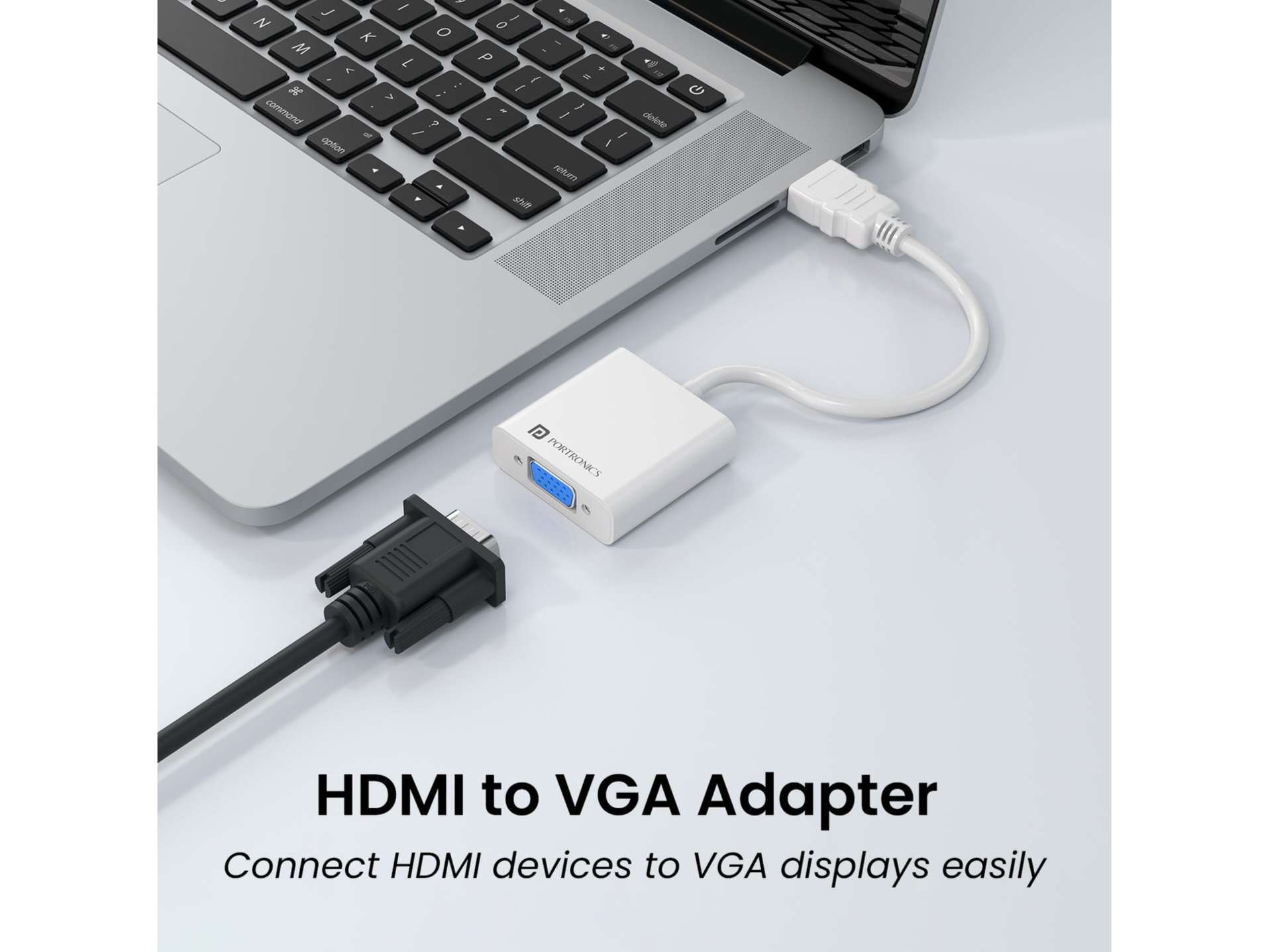 Portronics DigiBridge 1080p Full HD, 16 cm Cable, HDMI to VGA, Durable Build view 2