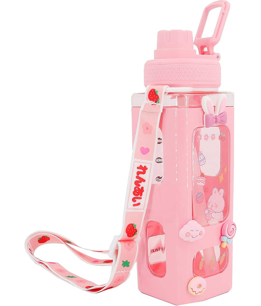 Radhe Fashion Cartoon water bottle for kids, kawaii water bottle Multicolour Plastic School Water Bottle 700 mL ( Set of 1 )
