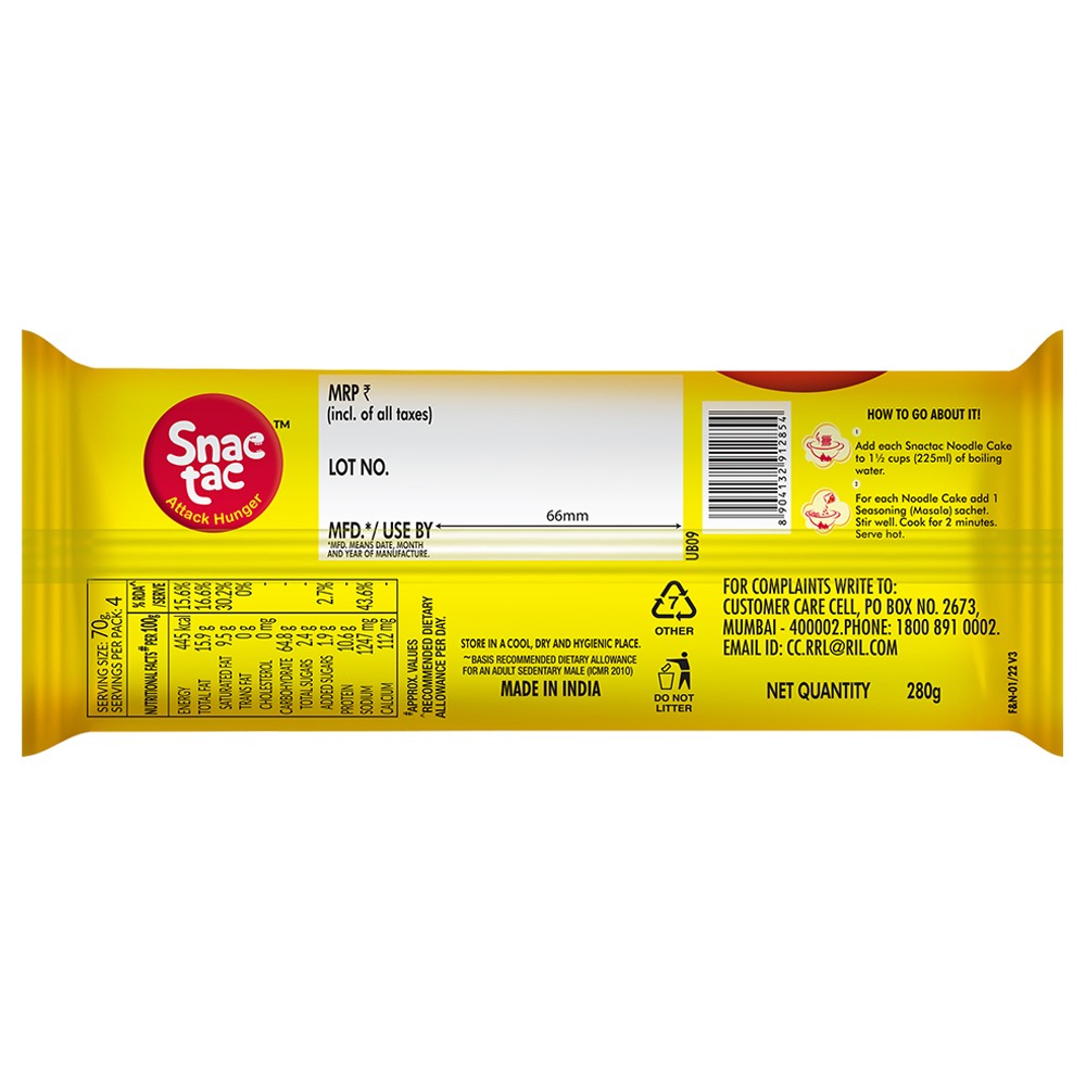 Snactac Masala Noodles 280 g view 2