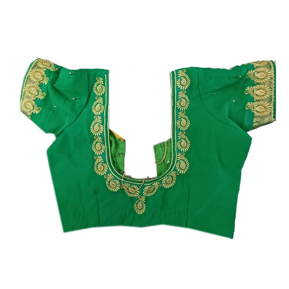 Green blouse with intricate embroidery view 2