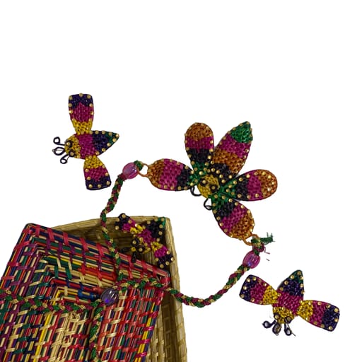 Silver, Jute Silver Red, Green, Black Jewel Set view 2