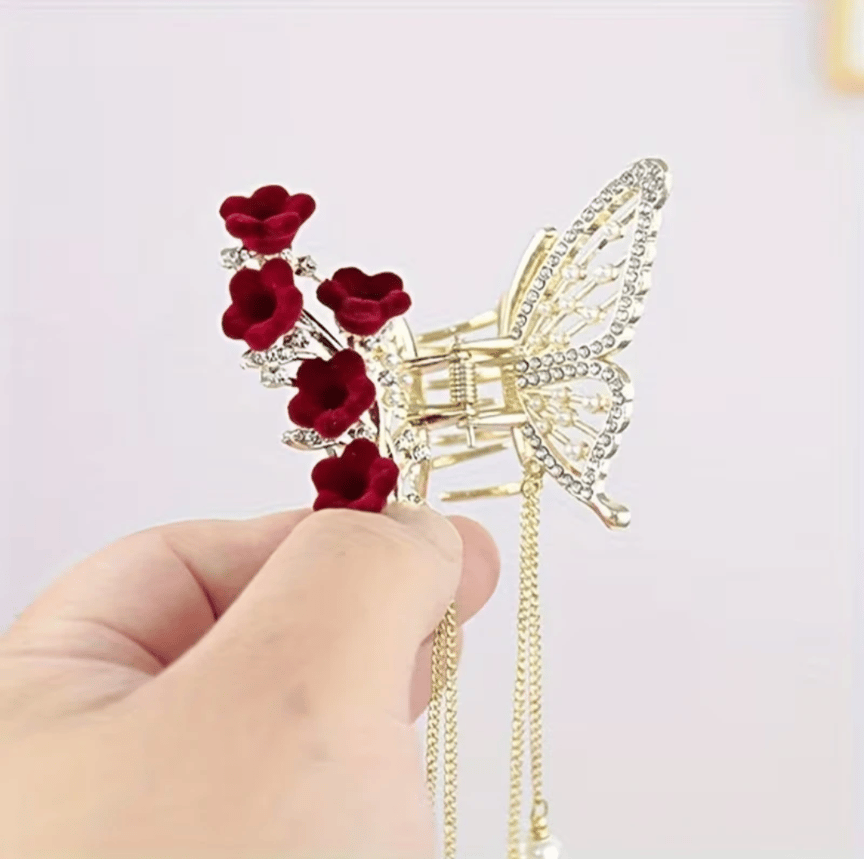 Red Rose Design Metal Claw Pack of 1 view 2