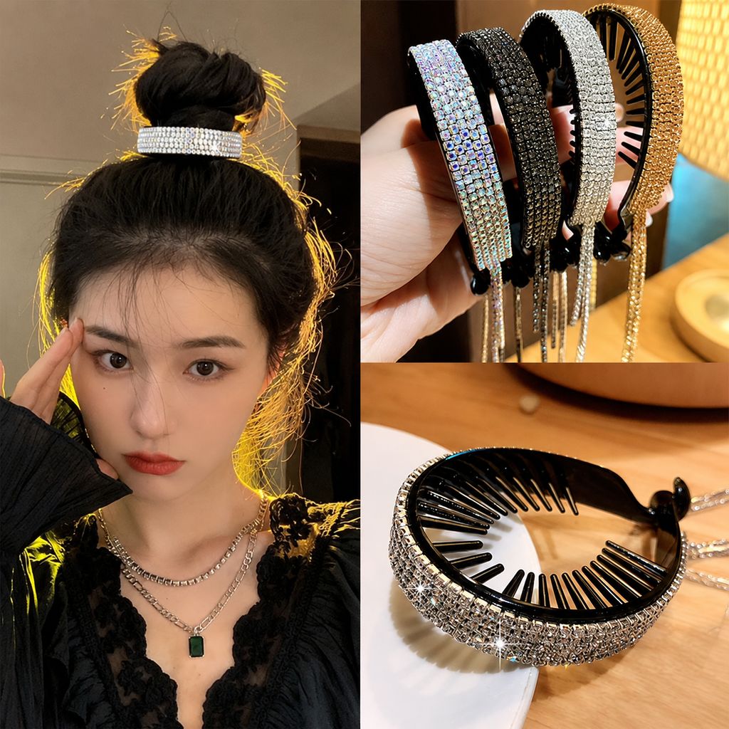 Black Rhinestone Hair Claw Clip view 2