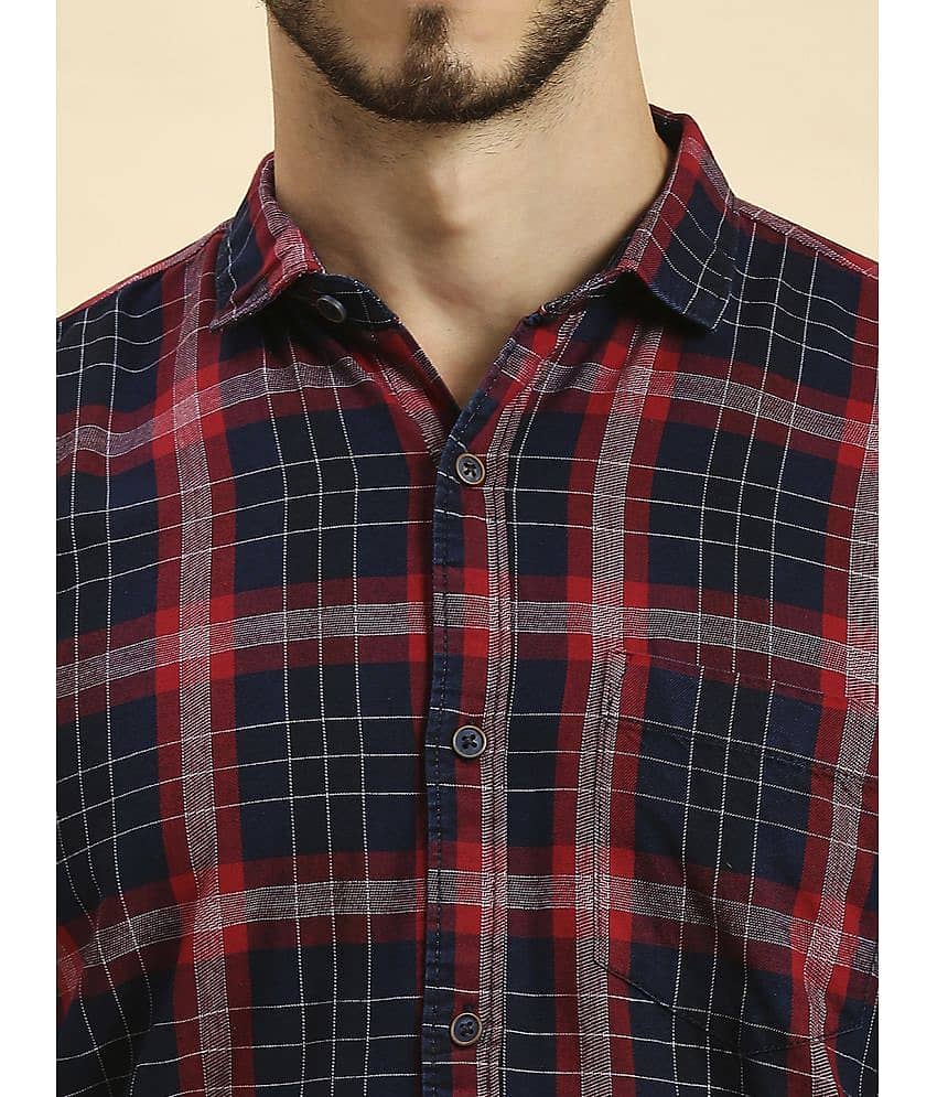 HJ HASASI 100% Cotton Slim Fit Checks Full Sleeves Men's Casual Shirt - Navy ( Pack of 1 ) view 2