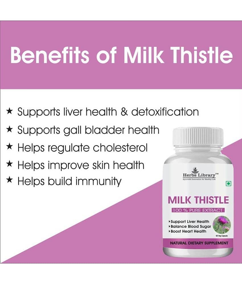 Herbs Library Milk Thistle Extract for Liver Detox & Good Liver Health 60 Capsules (Pack of 1) view 2
