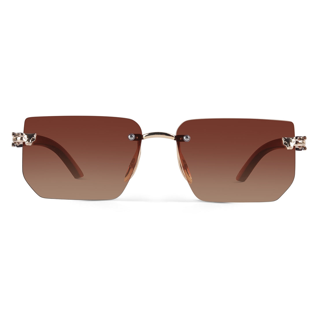 Fred Brown Rimless Rectangle Sunglasses view 2