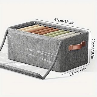 Wardrobe Clothes Storage Box With Cover Steel Frame Storage Box Clothes Sorting Storage Box view 2