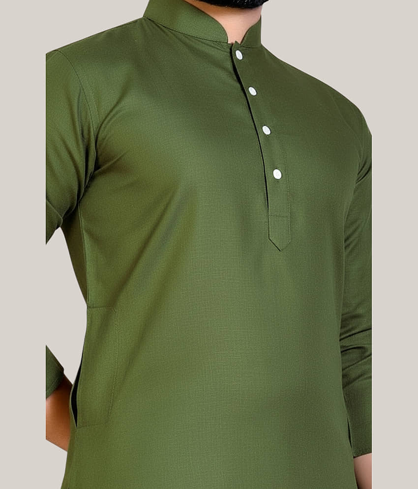 Balaji's Cotton Blend Plain Regular Kurta For Men ( Pink ) view 2