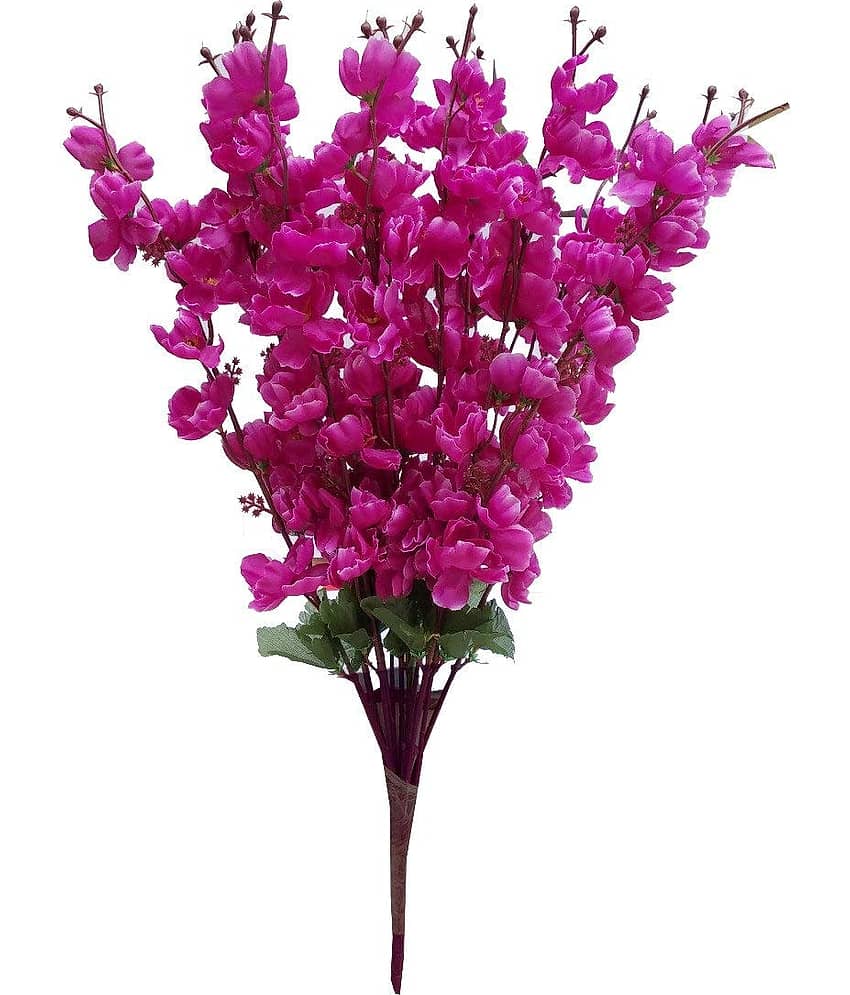 REAL PBR - Purple Cherry Blossom Artificial Flowers Bunch ( 7 Sticks ) view 2