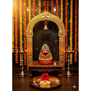 Gopika Shyam Baba Murti for Daily Pooja Clay Khatu Shyam Idol Decorative Showpiece - 13 cm(Clay, Multicolor)