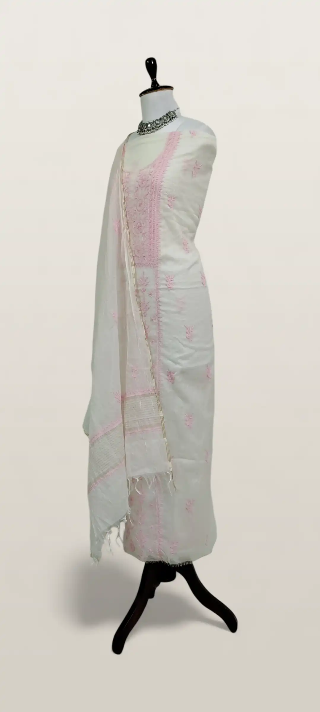 DUPLICATED Mul Chanderi Dress Material Pink Diamond DUPLICAT view 2