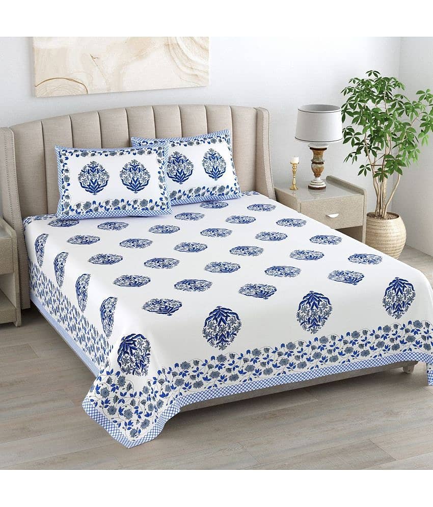 Bombay Spreads Cotton King Size Bedsheet ( Blue )