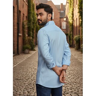 Casualbud Blue Men's Cotton Regular Fit Shirt view 2