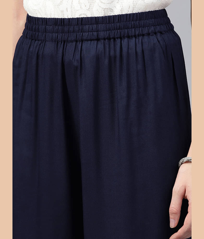 Juniper - Navy Rayon Wide leg Women's Palazzos ( Pack of 1 ) view 2