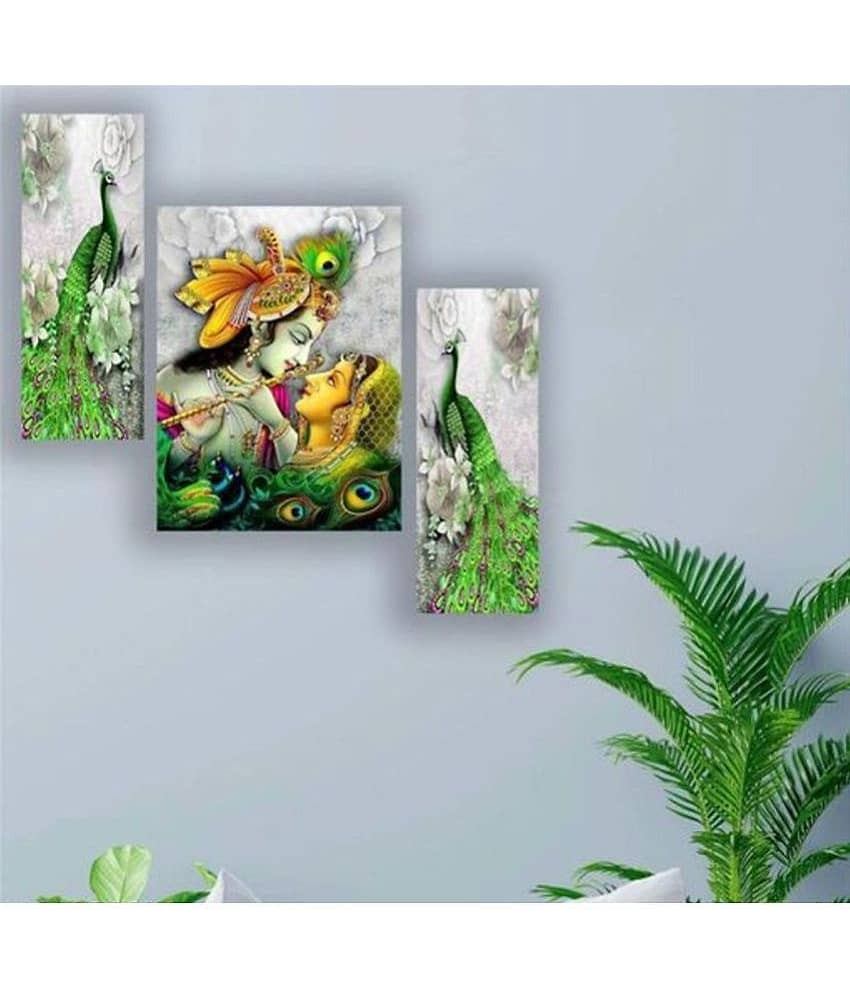 SNDArt Set Of 3 Radha Krishna Wall Paintings For Living Room 12 x 18 inch view 2