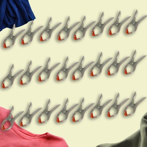 Hazel Stainless Steel Cloth Clips for Drying Clothes , Heavy-Duty Laundry Cloth Pins, Rust-Resistant , 24 Pieces view 2