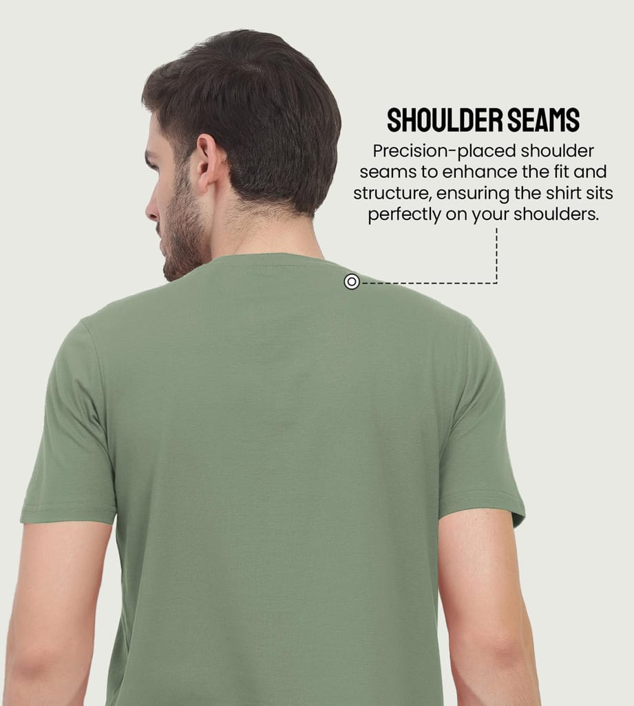 Freecultr Truly Classic Organic Men's Cotton T-Shirt | Solid Round Neck Half Sleeve | Plain Stylish t Shirts | Regular Fit | Casual T Shirt for Man Pack of 1-Moss Green view 2