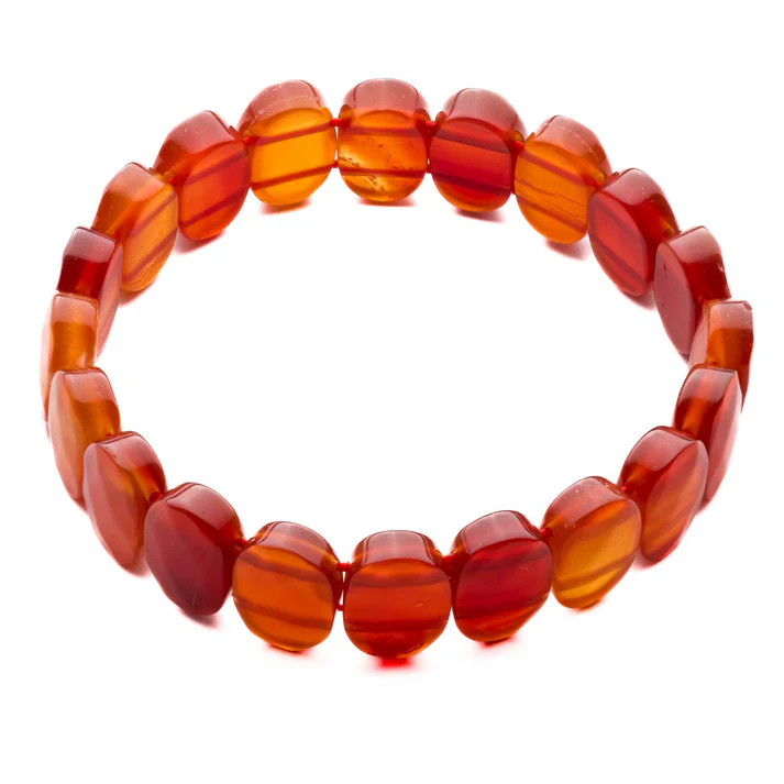 Sahaj Hast Red Agate Faceted Bracelet Healing Gemstone Jewelry (Size - 6.5") view 2