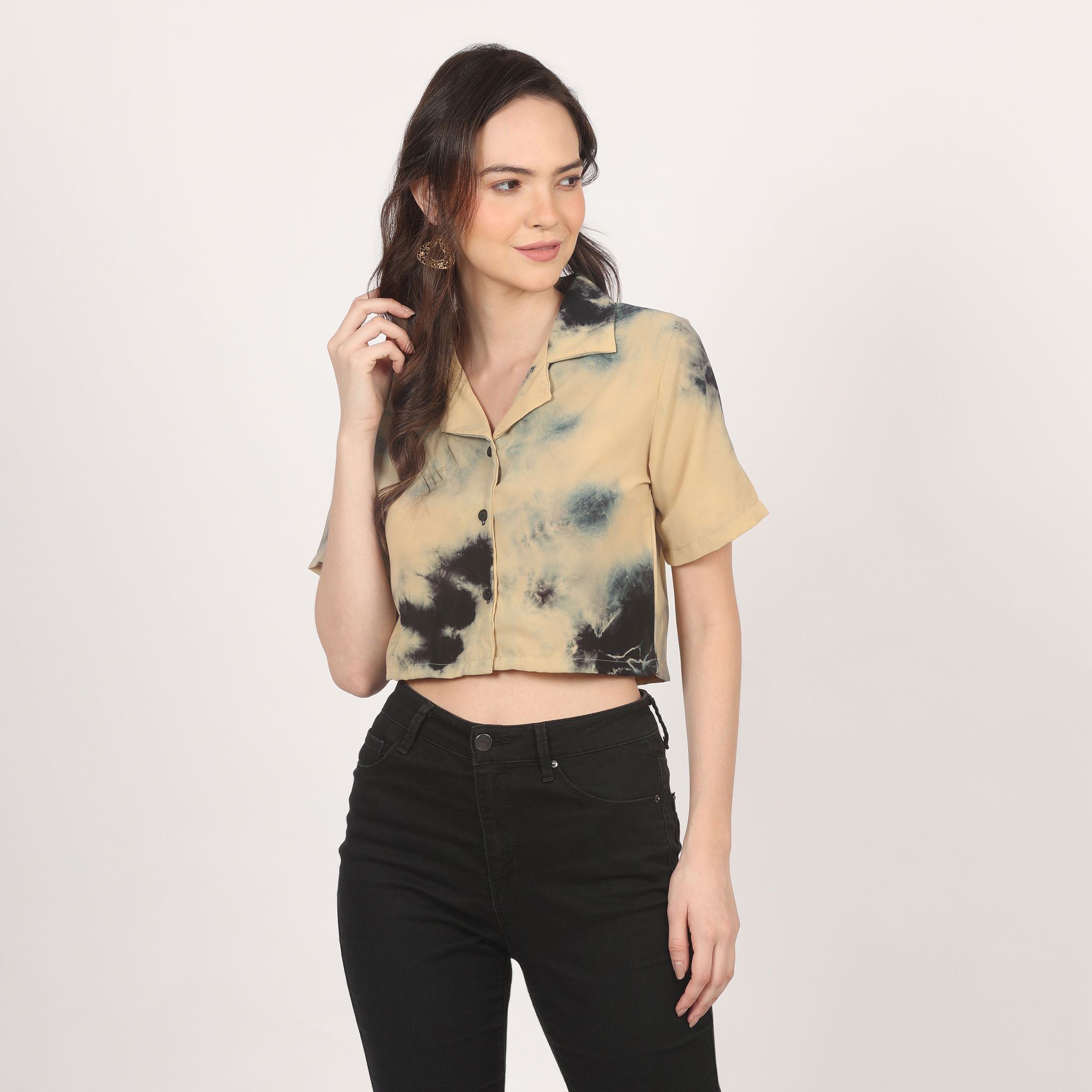 Women Stylish Tie & Dye Crop Shirt