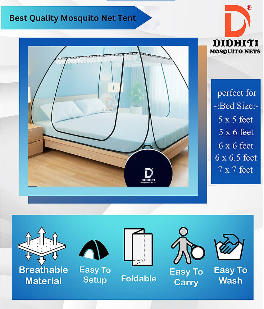 didhiti - White Polycotton Foldable Mosquito Net ( Pack of 1 ) view 2