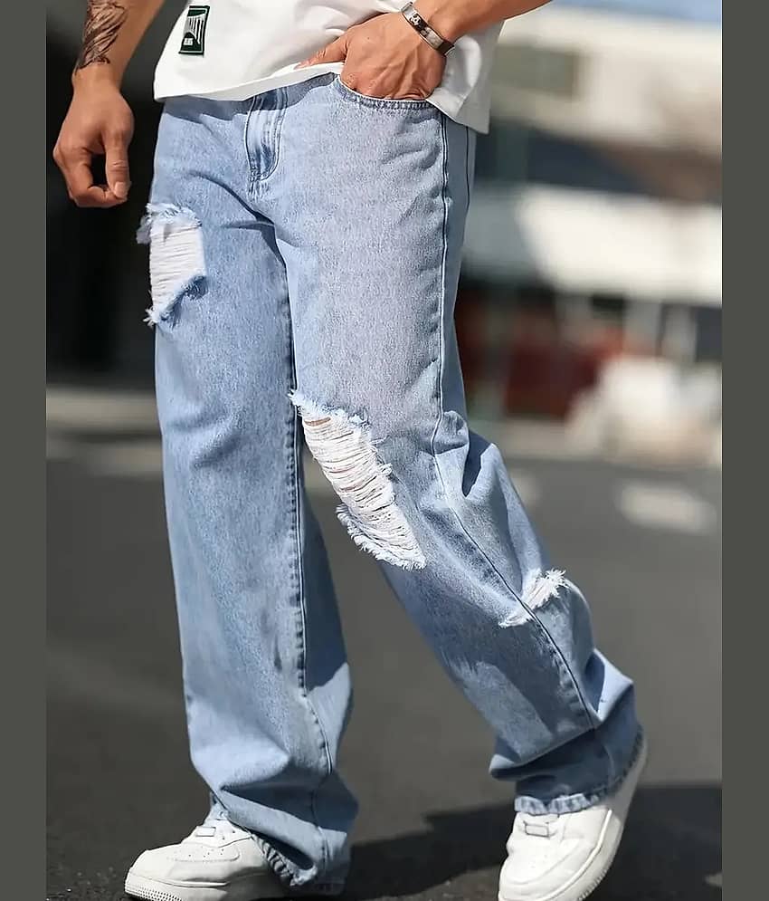 ARBIA FUNKI Relaxed Distressed Men's Jeans - Light Blue ( Pack of 1 ) view 2