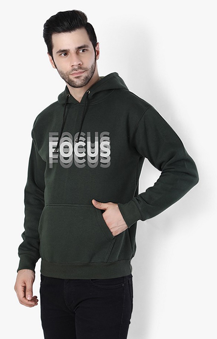 Men's Green Fleece Printed Hoodies view 2