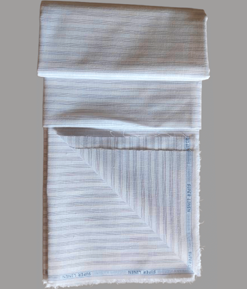 Makhanchor White Linen Men's Unstitched Shirt Piece ( Pack of 1 ) view 2