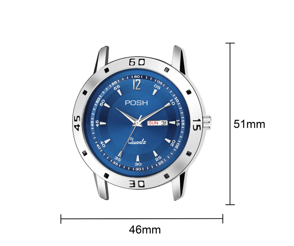 Wektu/POSH Premium Luxury Silver Watch with Engraved Detail view 2
