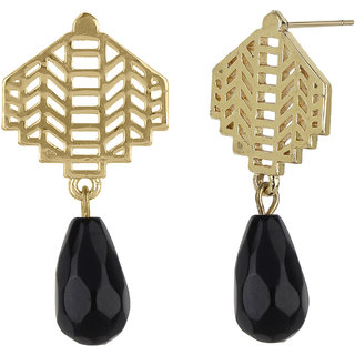 Brass Filigree Single Penta Drop Earrings for Girls Brass Material Earrings for Women's Fashion Jewellery for Party view 2