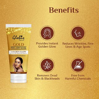 Globus Naturals Gold Brightening Peel Off Mask Removes Acne Blackheads Instant Glow Anti Aging For Women 100 gm view 2
