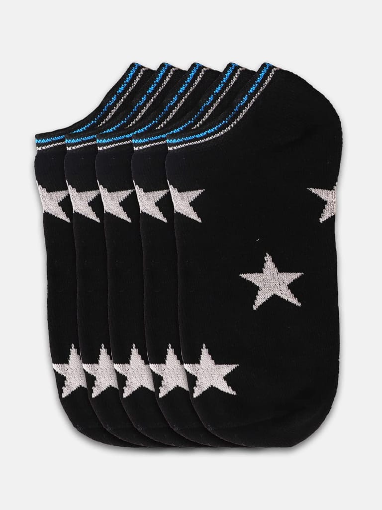 Kolor Fusion Men & Women Black Ankle Length Sneaker Socks (Pack Of 5) view 2