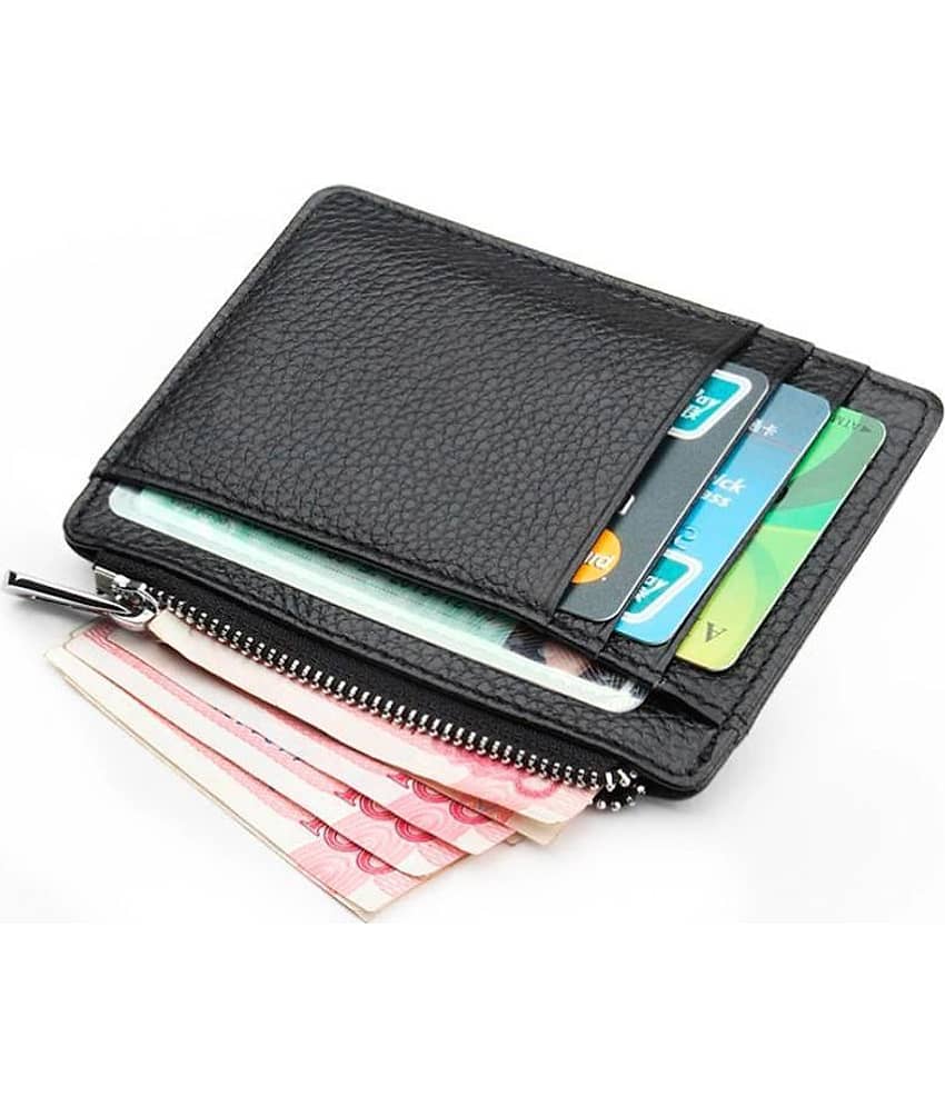 Hide&Sleek RFID Protected Genuine Brown Leather Side Zip Card Holder view 2