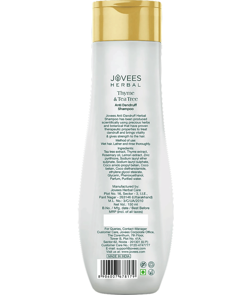 Jovees Herbal Thyme & Tea Tree Anti Dandruff Shampoo For All Hair Types, 150ml (Pack of 1) view 2