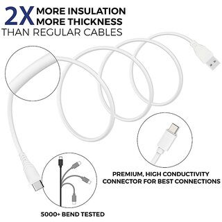 Digimate USB To Type C Cable With 5 AMP Output For Charging & Data Transfer, Support Upto 65 Watt (DG-TCC-1002, White) view 2