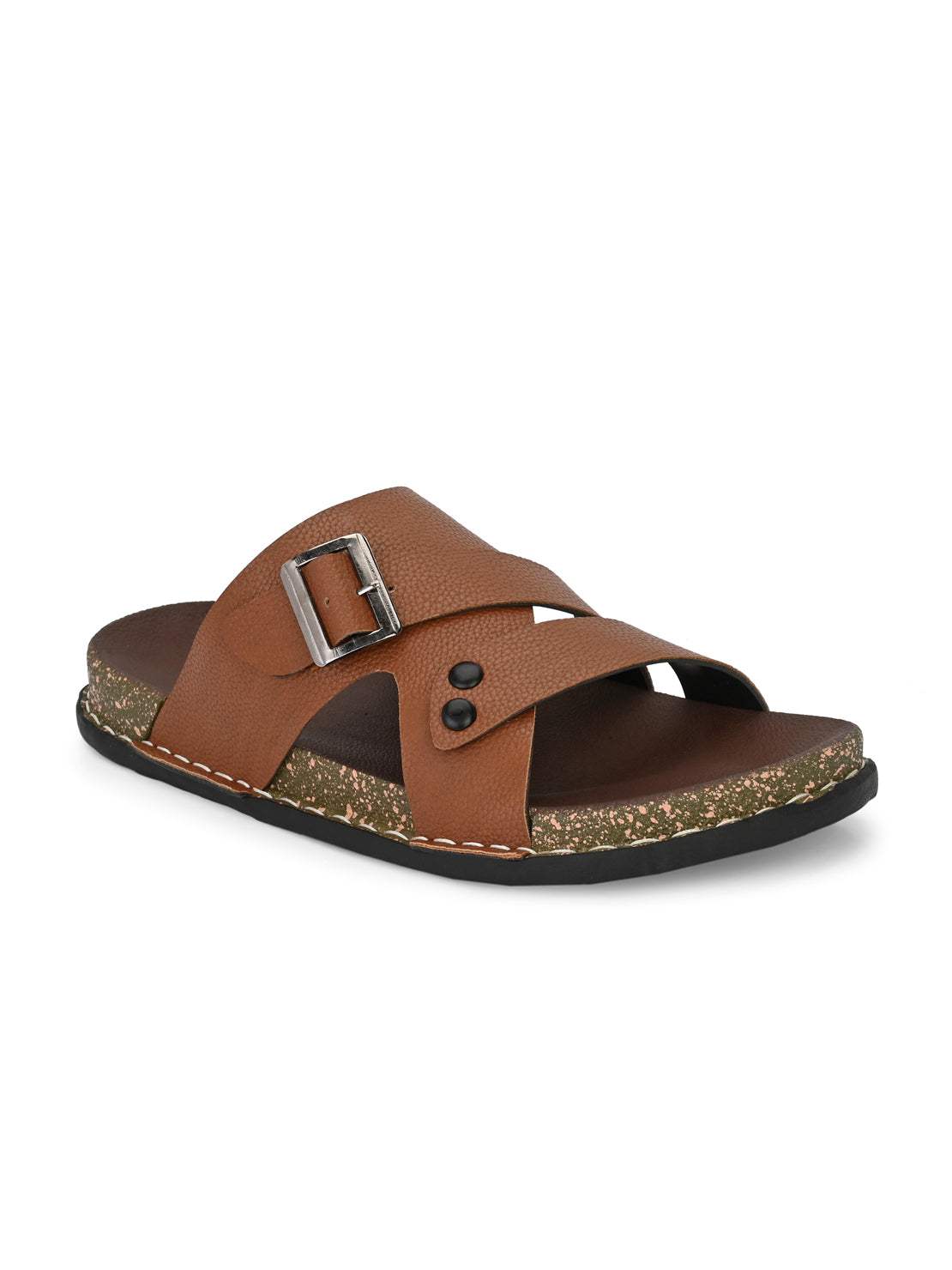 Hirolas® Men's Brown Comfortable Office Slippers (HROMSL13BRN) view 2