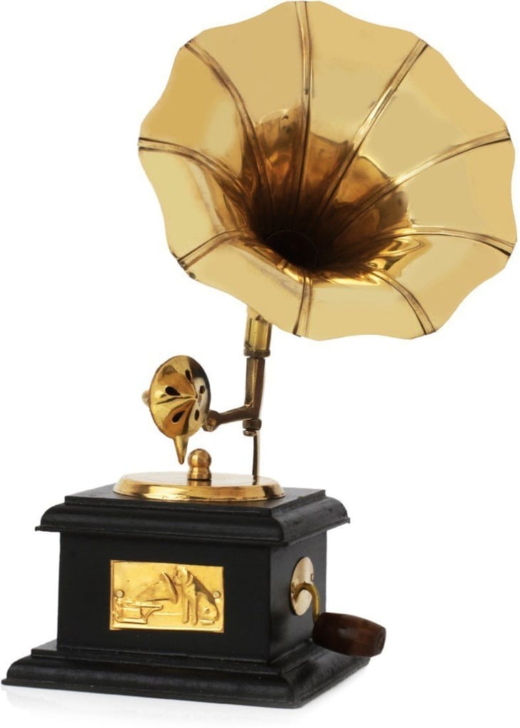 Shri Baba Art - Sparkle Square Gramophone Showpiece - 23 cm (Brass, Brown, Gold) view 2