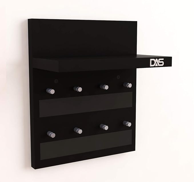 DAS Wall Mounted Home Dcor Key Chain Holder/Organizer Key Hooks with Wall Shelf Display Rack Classic Series Black (8 Knobs)- Larose view 2