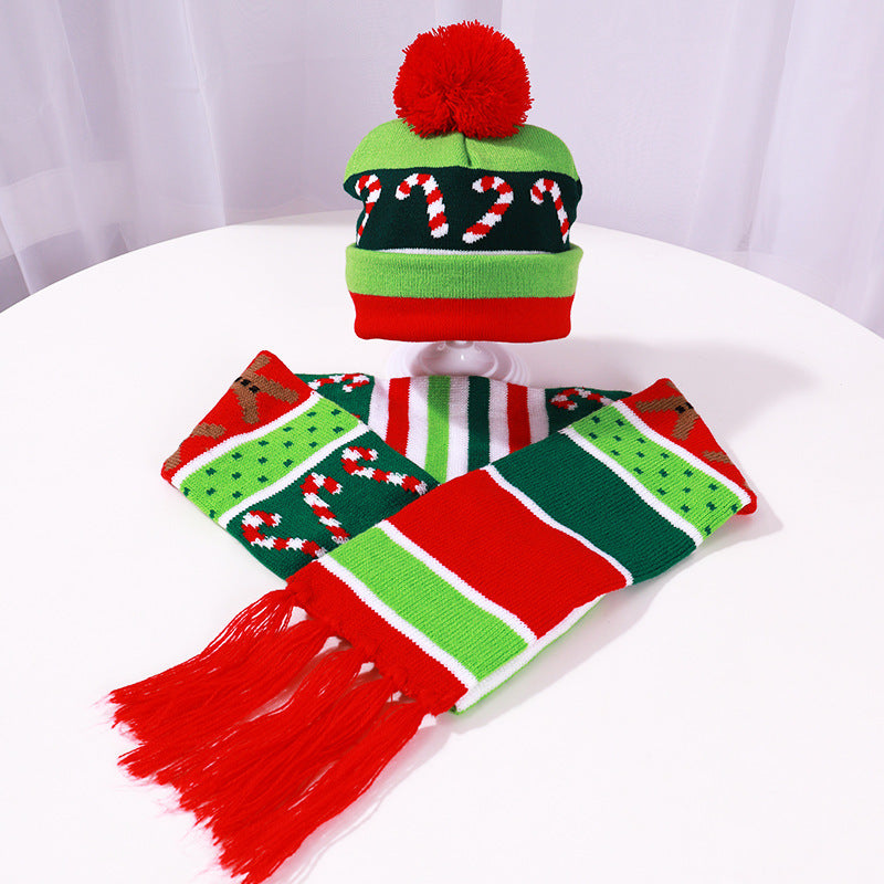 Warm Knitted LED Christmas Cap and Scarf Set view 2