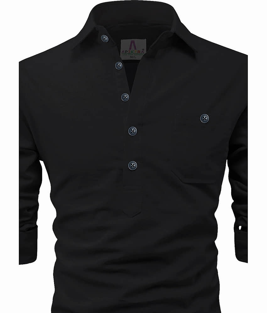 Apektra Peach Cotton Men's Shirt Style Kurta ( Pack of 1 ) view 2
