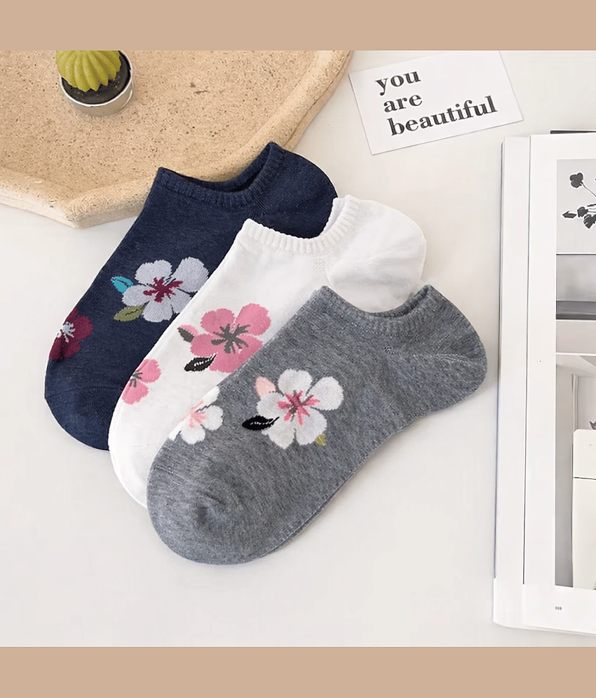 Multi Deal Pack of 3 Unisex Cotton Ankle Length Socks ( Multicolor ) view 2