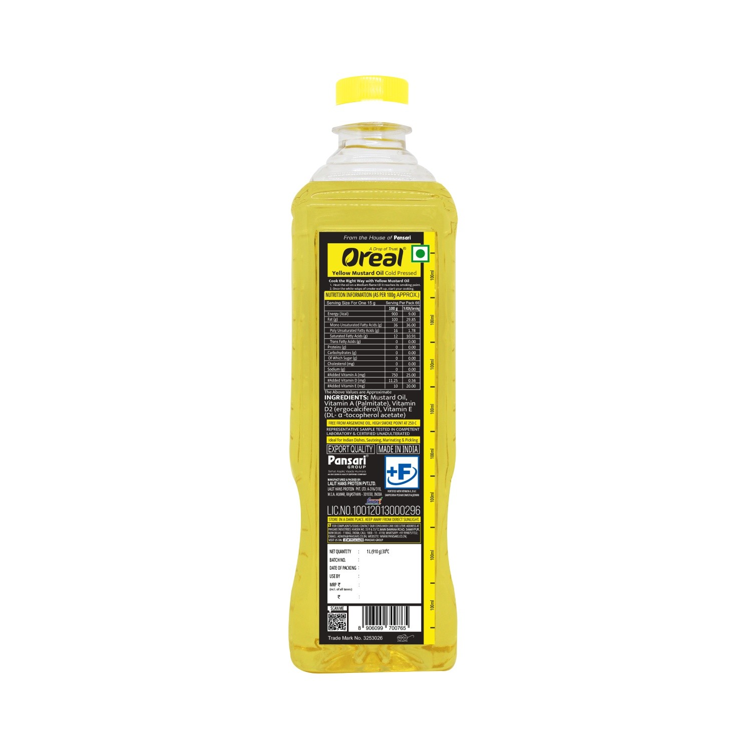 Oreal Yellow Mustard Oil 1 Litre view 2