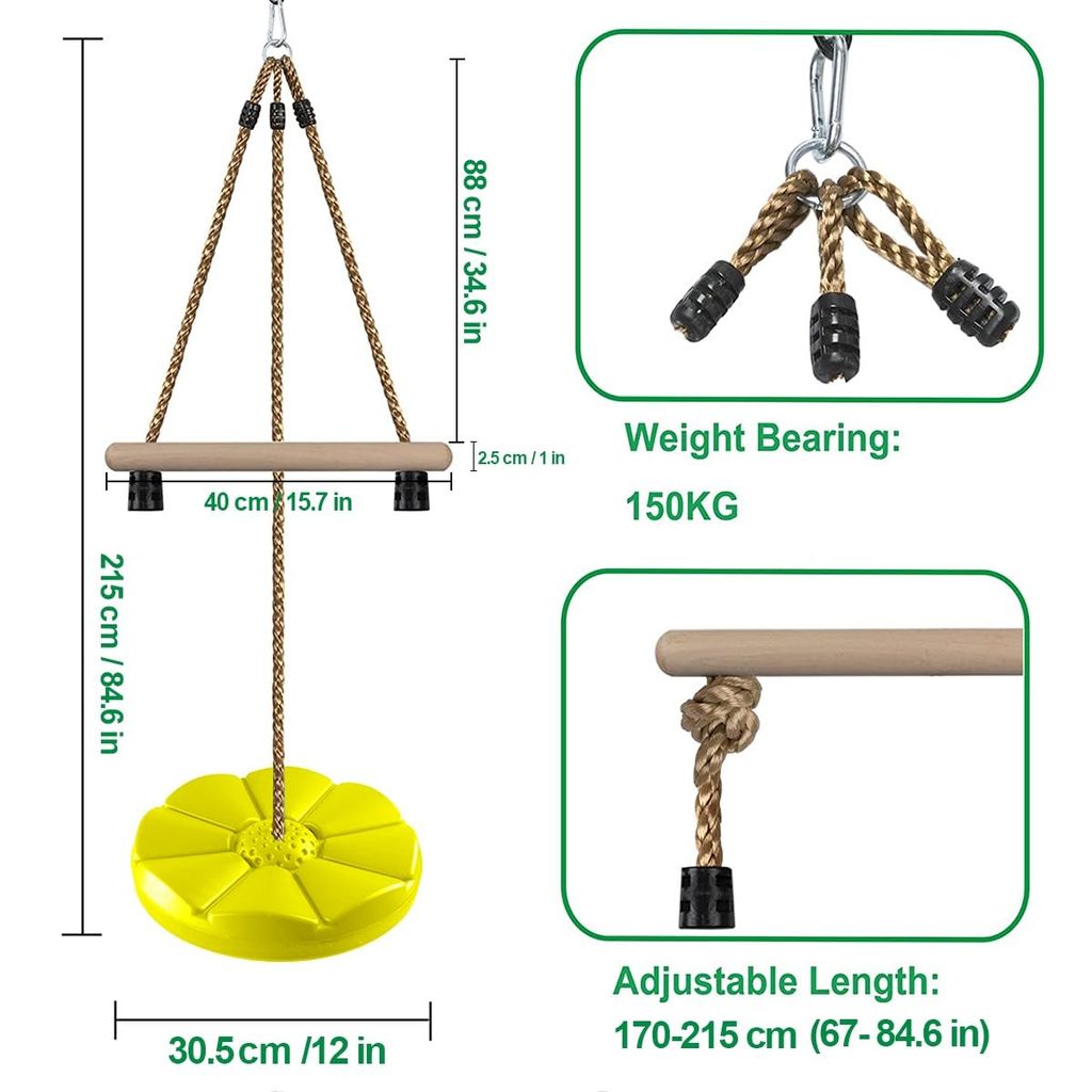REZNOR Disc Swing for Kids, Swing Set Accessories, 7FT Height Adjustable Gym Monkey Bars, Tree Swing for Backyard view 2