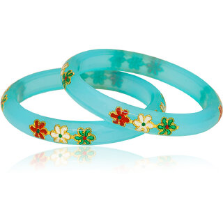 LUV FASHION Blue plastic Designer Bangles view 2