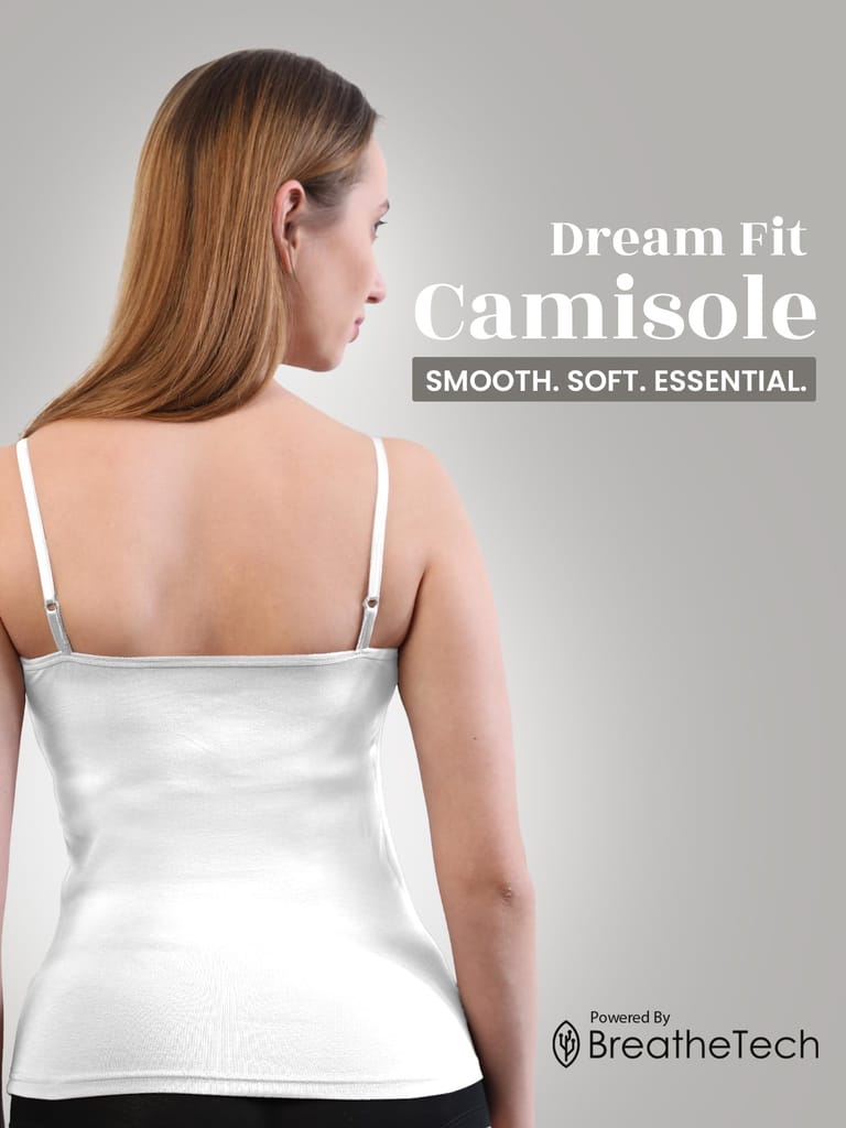 Freecultr Seamless Micromodal Camisole for Women with Adjustable Spaghetti Straps | Lightweight Layering Tank Top Casual Outfits & Sleepwear | Soft Breathable Stretch Fabric-White view 2