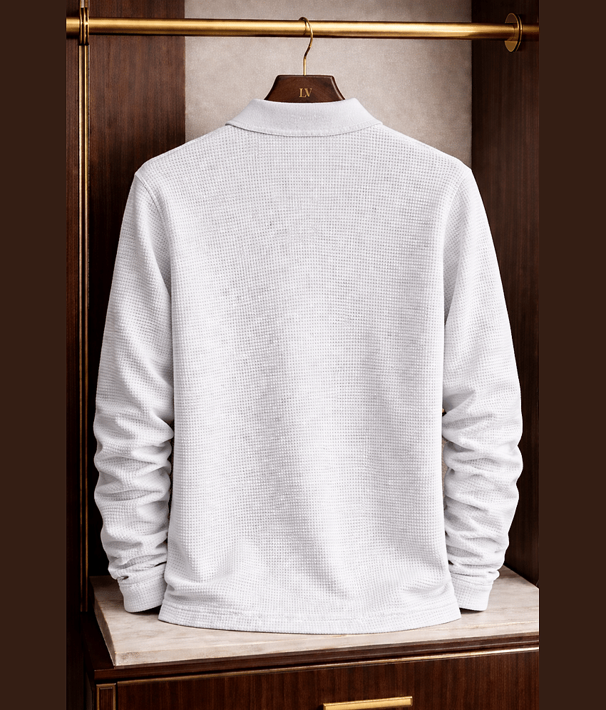RodZen Men Polyester Regular Fit Popcorn Textured Polo T Shirt ( Ecru White ) view 2