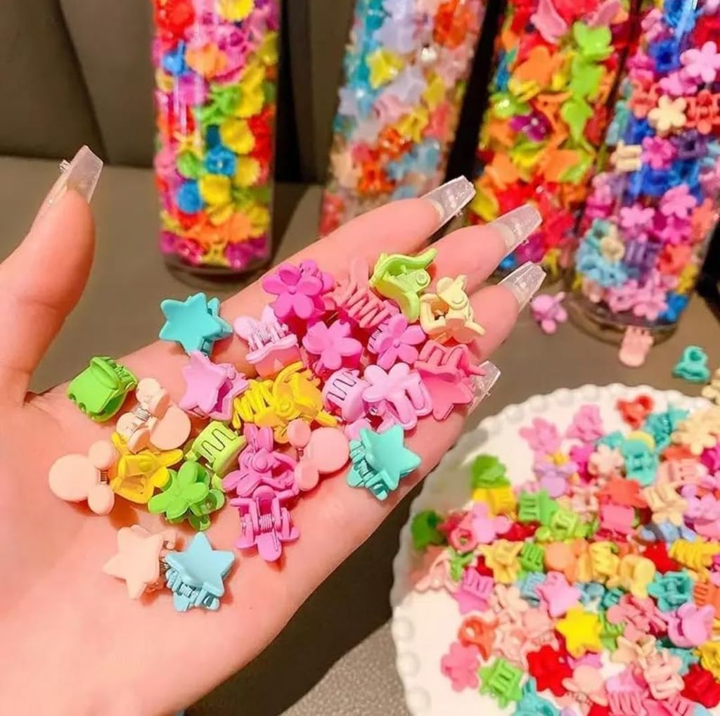 50 pcs 5 design Mini Claw Clips Flower Hair Clip for Girls
